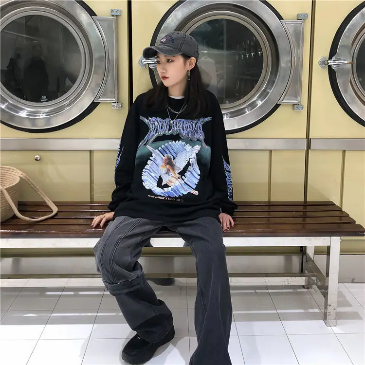 Свитшот в стиле харадзпоо для пар весна-осень 2021 Модные свободные повседневные