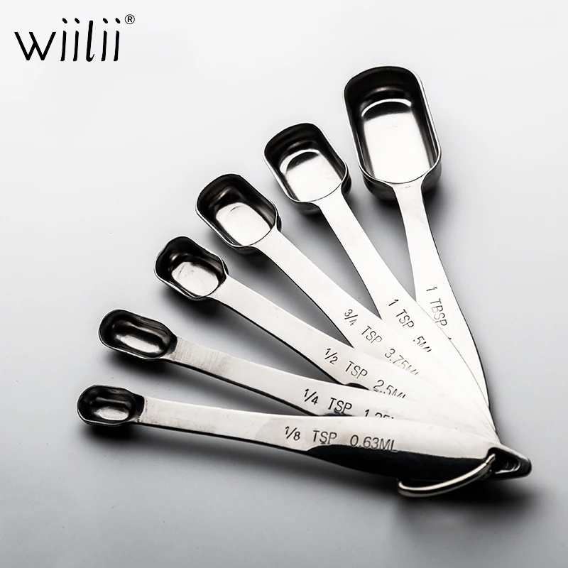 Wiilii 6 шт. мерные ложки из нержавеющей стали металлические инструменты для