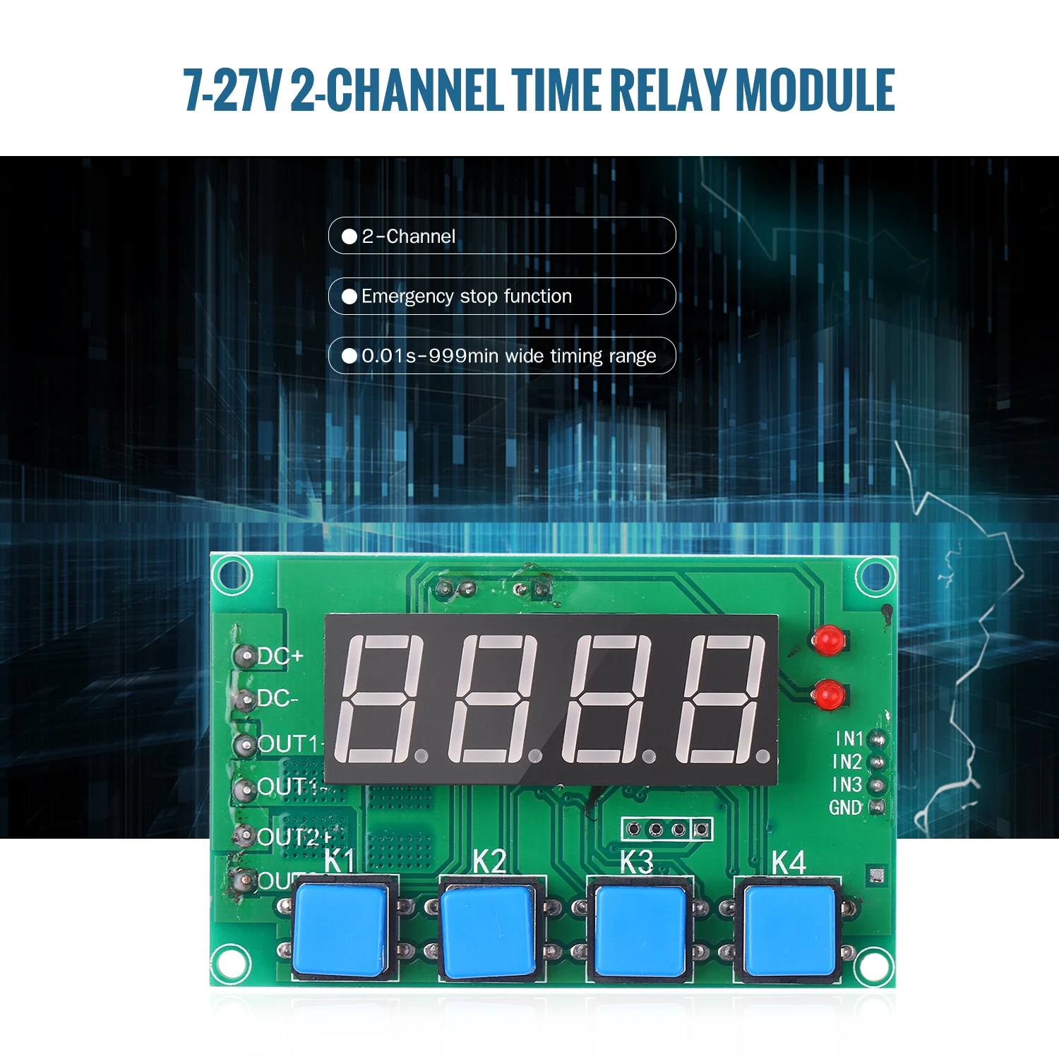 

2-канальный релейный модуль времени 7-27 в, цифровой релейный модуль, релейный диапазон управления временем для умного дома, промышленное упр...