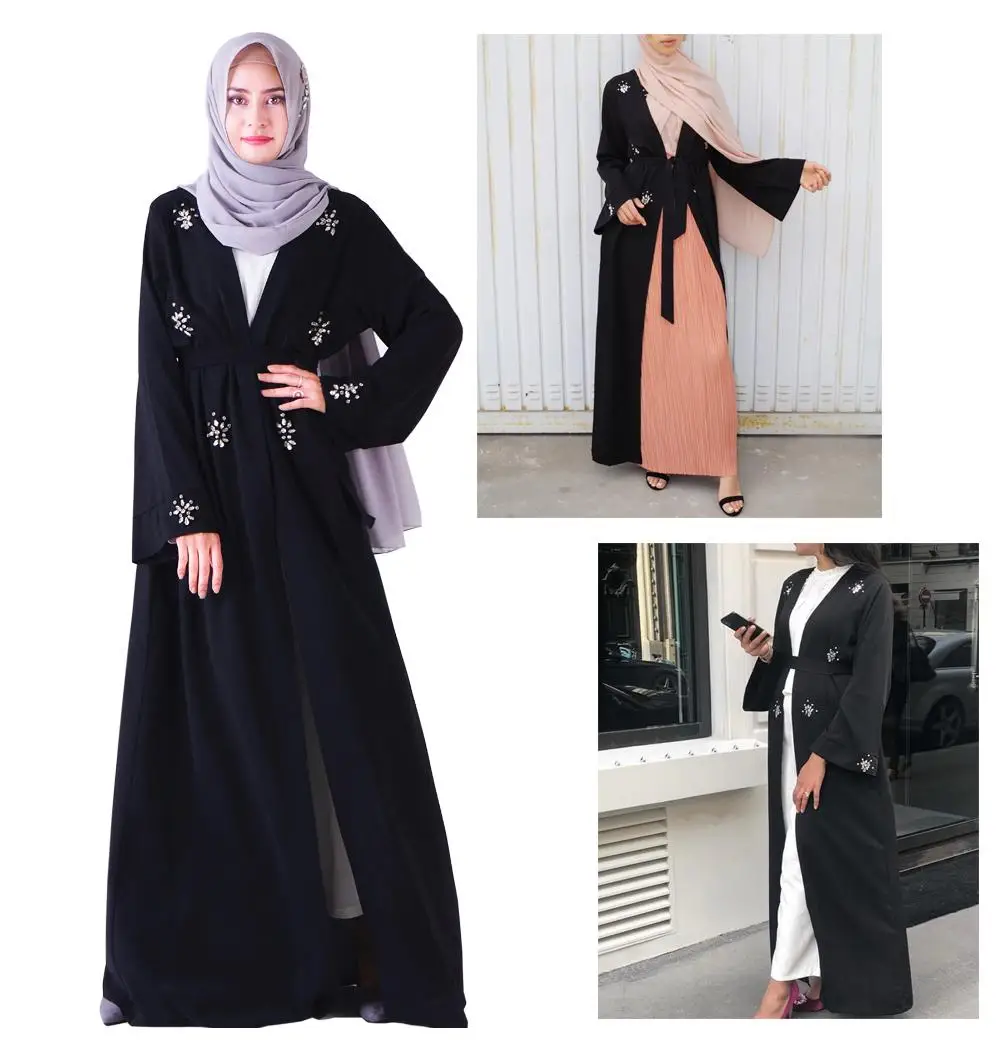 Дубай кимоно Abaya Jilbab мусульманский женский длинный кардиган исламское платье