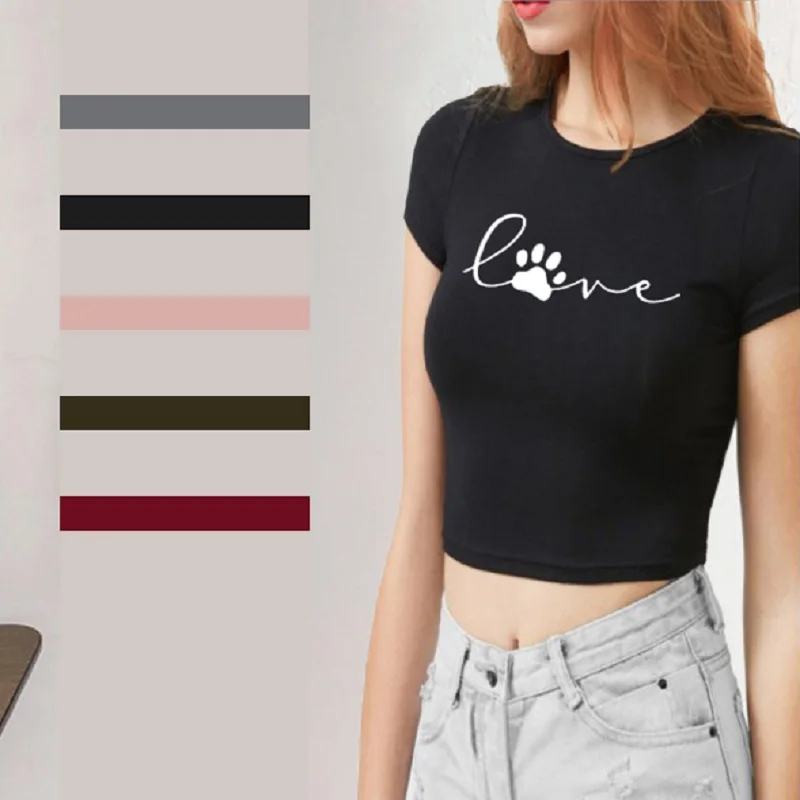 Женская летняя футболка с коротким рукавом и высокой талией принтом | одежда