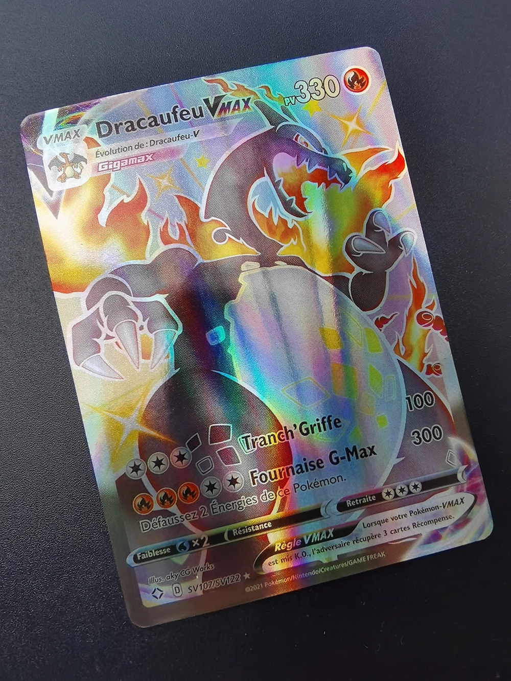 Cartas de Pok&eacute;mon en franc&eacute;s m&aacute;s reciente, juguete hologr&aacute;fico de arco&iacute;ris, Vmax V Energy, 2021-1