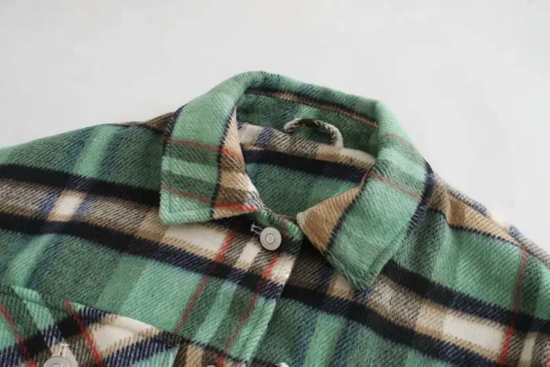 

2021 autumn and winter new style European and American street fashion casual all-match plaid woolen shirt jacket women
