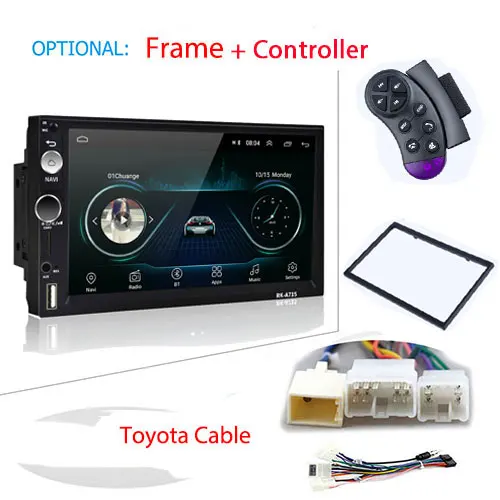 with TOYOTA Cable Автомобильный мультимедийный плеер Camecho Andriod 8,1 с gps-навигацией, автомобильное радио 2 Din, Wifi, USB, FM, MirrorLink, 7 дюймов, HD, автомобильное аудио, стерео радио - Цвет: with TOYOTA Cable