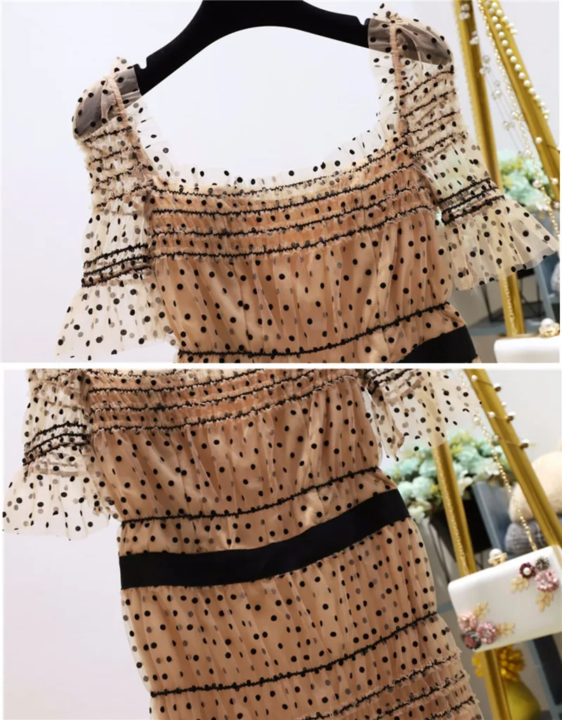 

New Summer Polka Dot Dresses Woman Short Sleeve Square Neck Fashion Casual Mini Dress Female Street Bodycon Party Vestidos