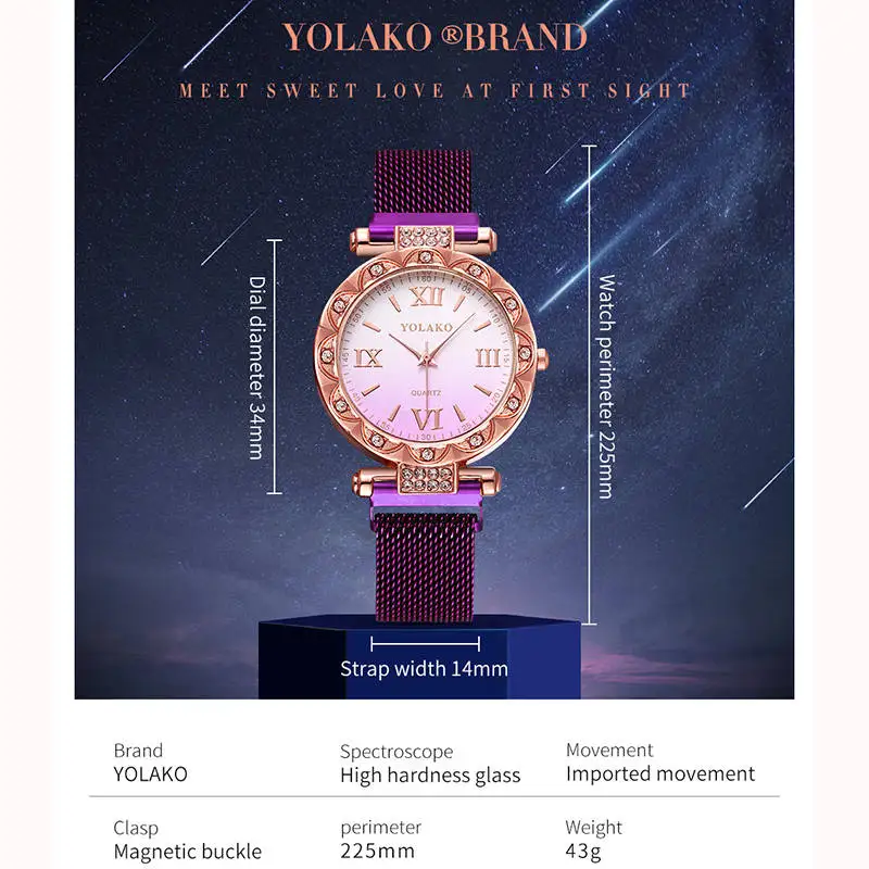 Кварцевые часы для женщин модные роскошные розовое золото Алмаз Звездное небо