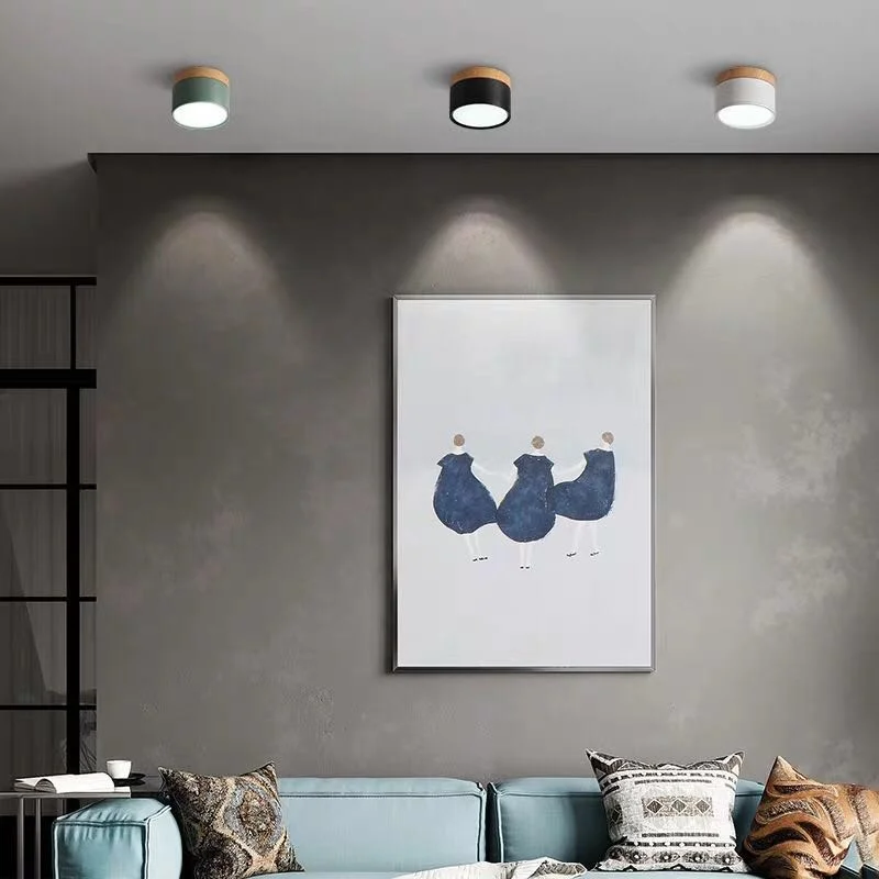 

LED Downlight dimmable 5W 7W 9W12W15W Nordic wood modern Led surface mounted ceiling light spotlight, interior decoration light