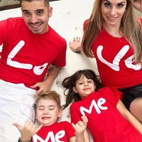 fathermotherkid clothes summer family matching outfits parent child red love letter print t shirt short sleeve pullover tops