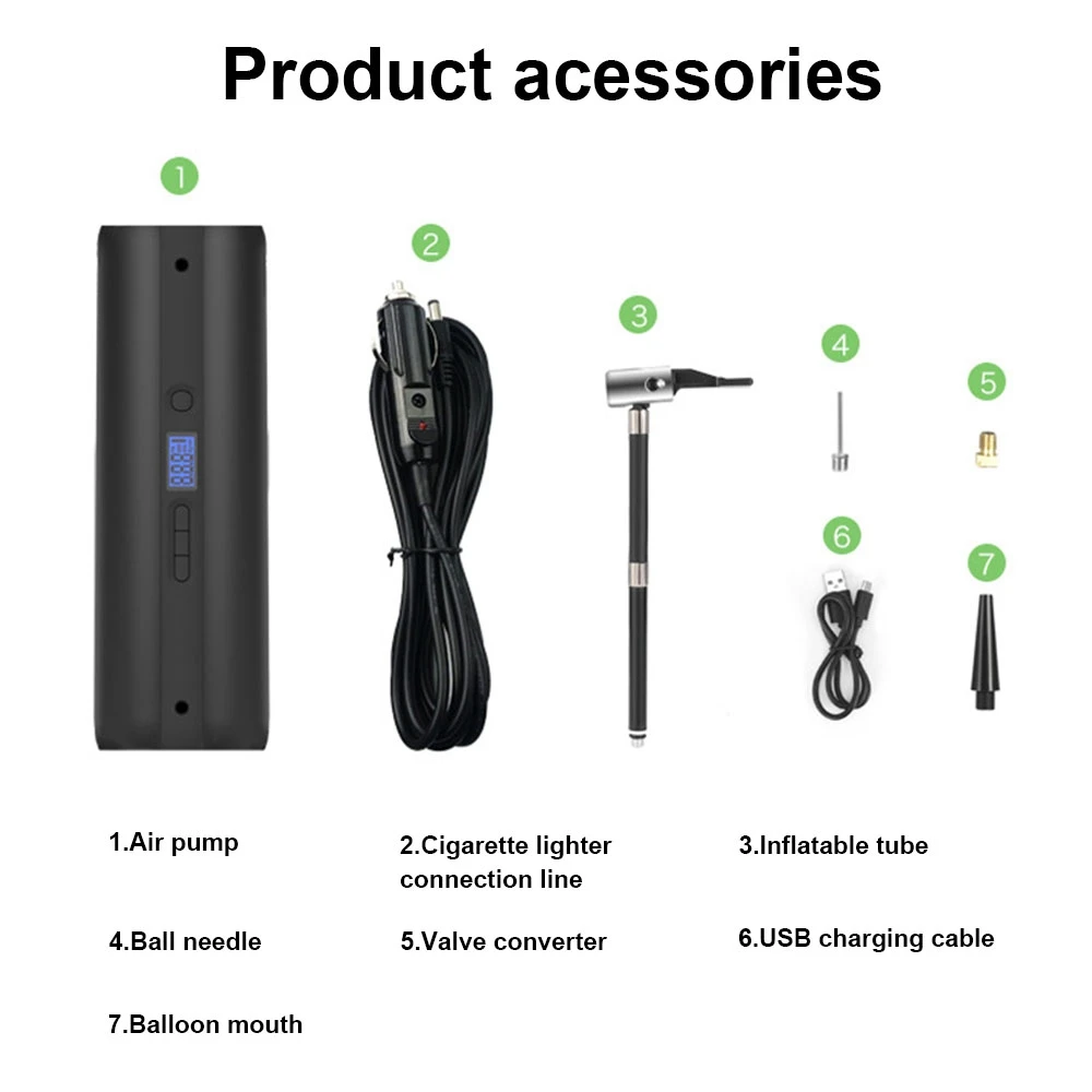 

12V 150PSI Bicycle Pump Portable Mini Cordless Air Compressor Inflator Electric Car Tire Pump with Digital Gauge LED Light