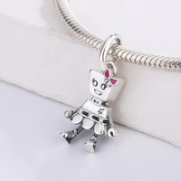 925 sterling silver punk style outfit a microphone and adorable dangling dancing legs rebellious charm pendant bracelet jewelry