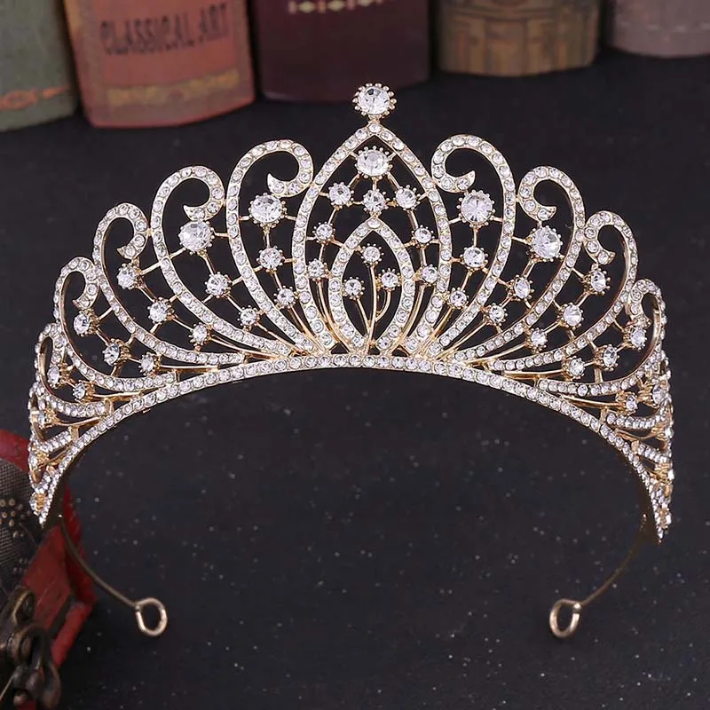 Винтажная диадема FORSEVEN в стиле барокко розовое золото искусственные