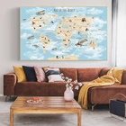 Красочные животные самолёт карта мира постер Холст Картина постер и принты настенное Искусство Декор для дома детской комнаты