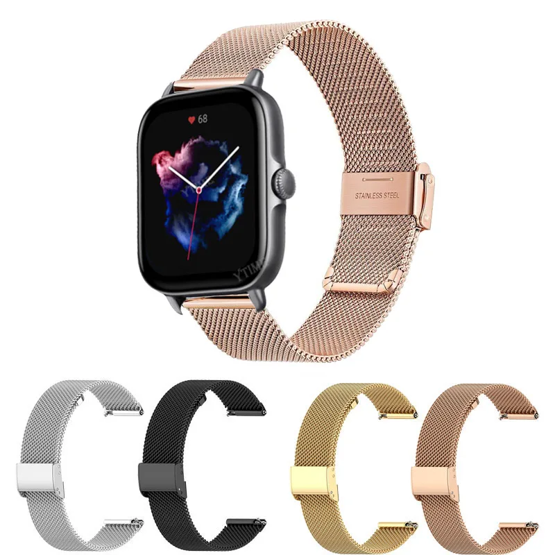 

Ремешок из нержавеющей стали для Amazfit GTS 3/2/2e/GTS2 Mini/GTR 42 мм, спортивный браслет для Amazfit bip S U Pro, GTS3 Correa, 20 мм