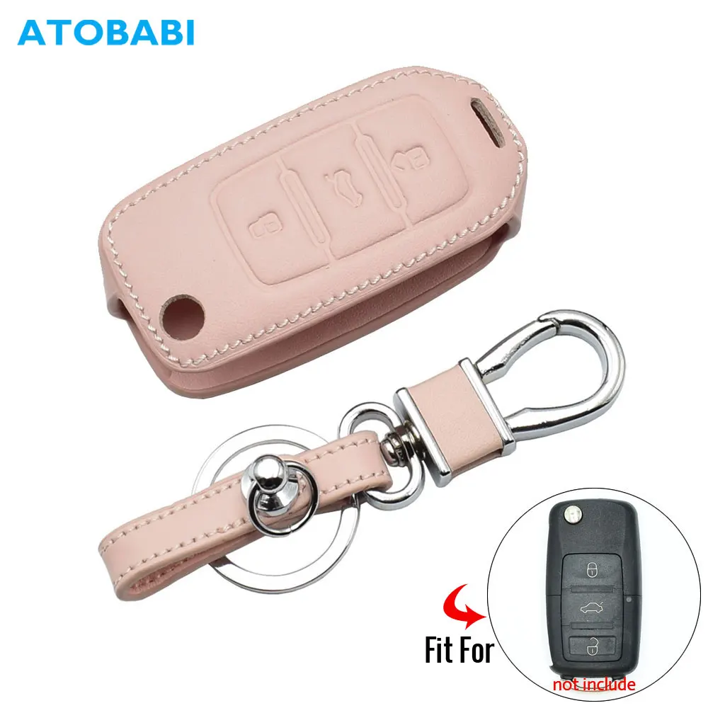 Кожаный чехол для ключей для Volkswagen VW 4 5 6 Bora для Golf, jetta, Polo Passat B5 B6 Skoda Octavia, Fabia сиденье Ibiza Leon защитный чехол