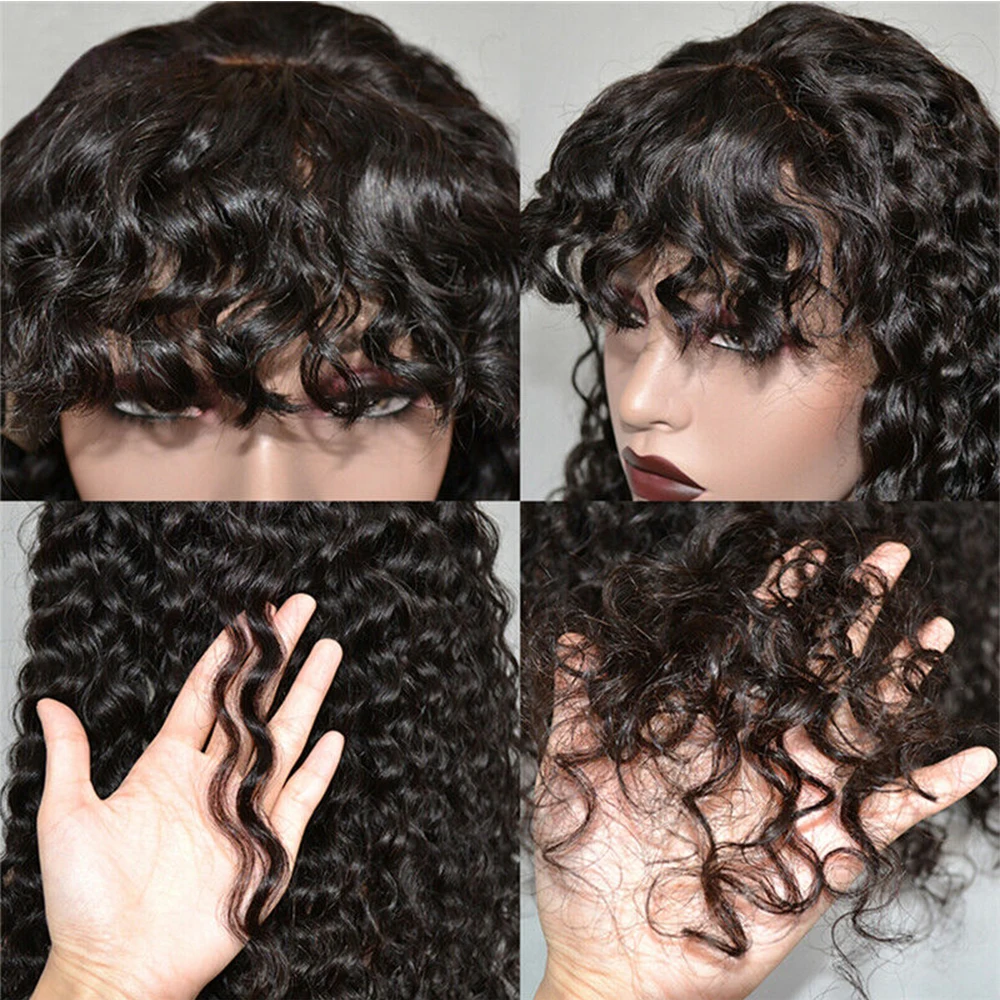 Sedittyhair недорогие короткие волнистые человеческие волосы с челкой для женщин