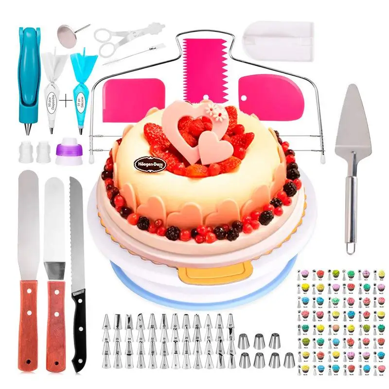 

Cake Decorating Tool Cakes Turntable Set Plastic Rotary Baking Stand Piping Nozzle Piping Bag Set Cake Tools Accessories