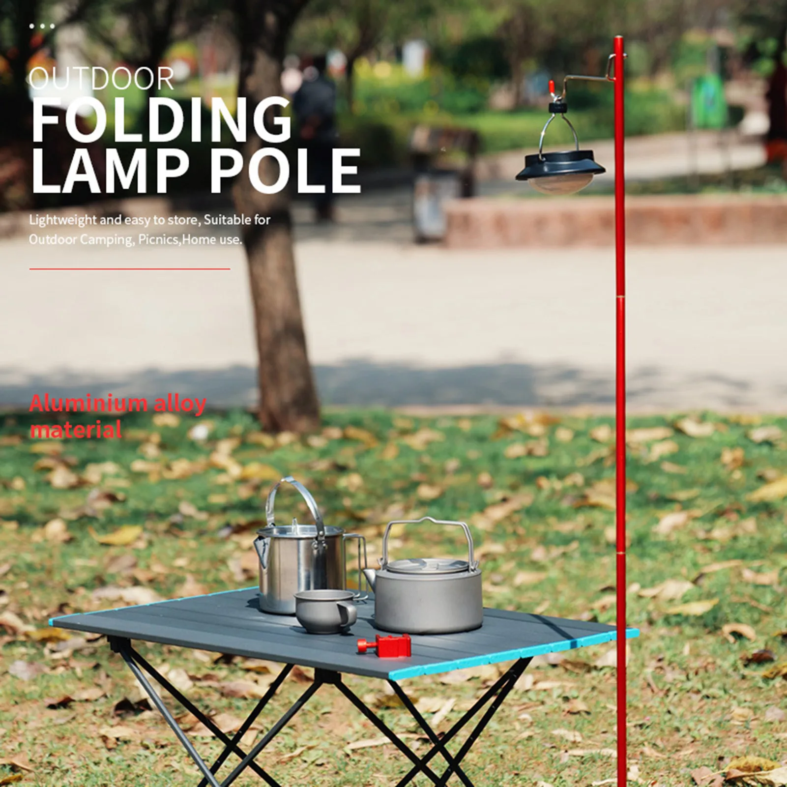 

Outdoor Folding Camping Light Stand Stainless Steel Adjustable Height Light Hanger Desktop Ground Dual-purpose Lantern Bracket