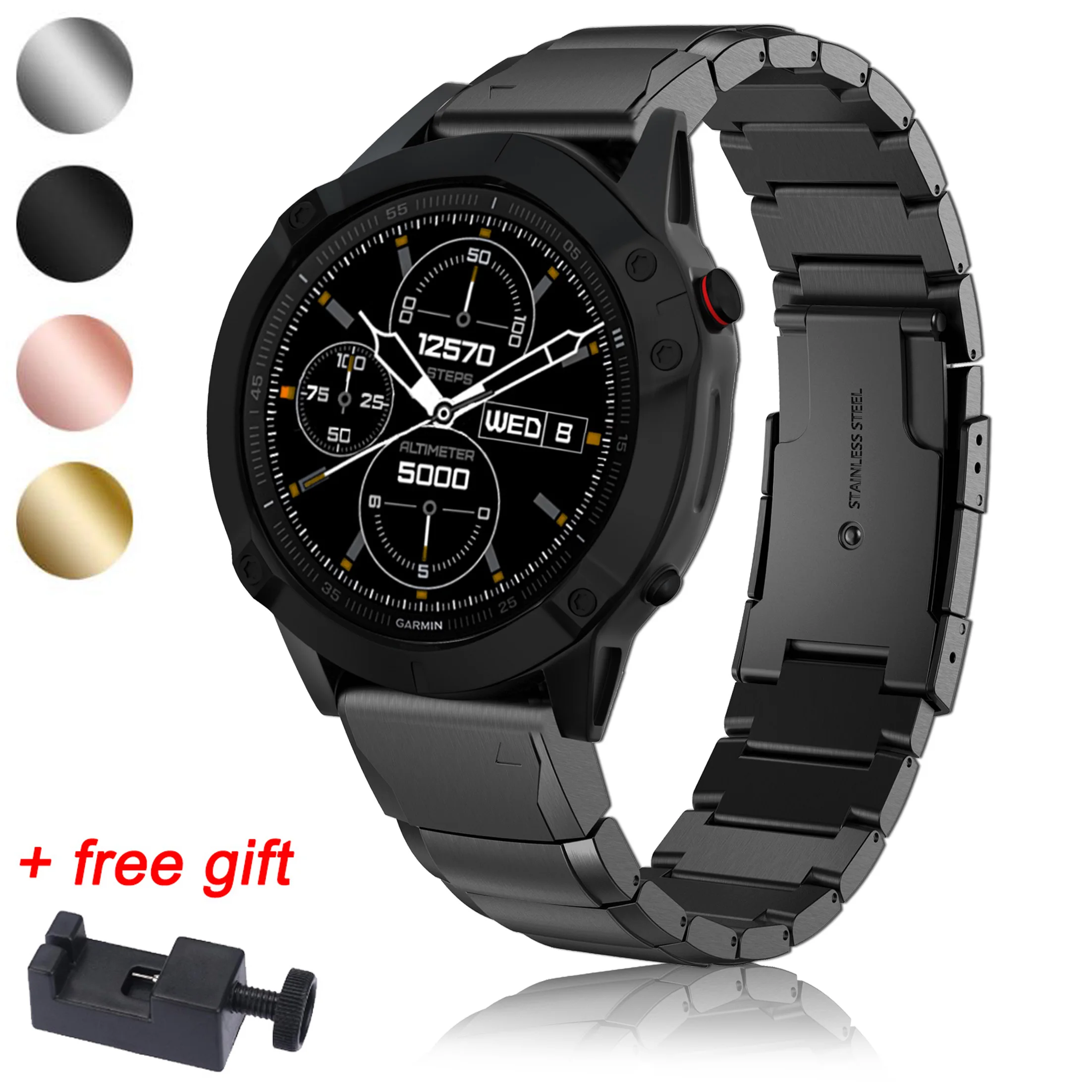 Для Garmin Fenix 6 / Pro Смарт часы Quick release из нержавеющей стали ремешок браслет 22 мм для