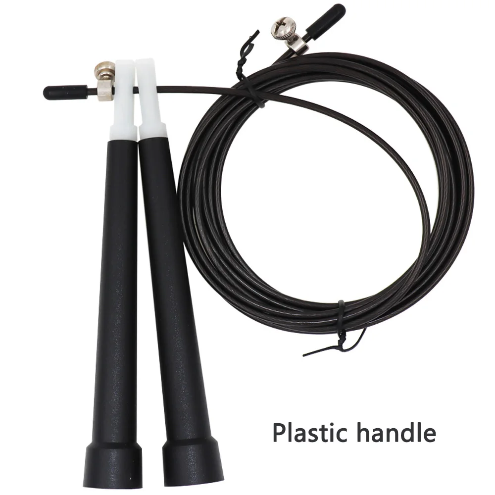 Plastic handle black Черный 3M Регулируемый Скакалка скорость Кроссфит алюминиевые ручки дома профессиональные прыжки через скакалку для фитнеса тренировки веревка из нержавеющей стали - Цвет: Plastic handle black