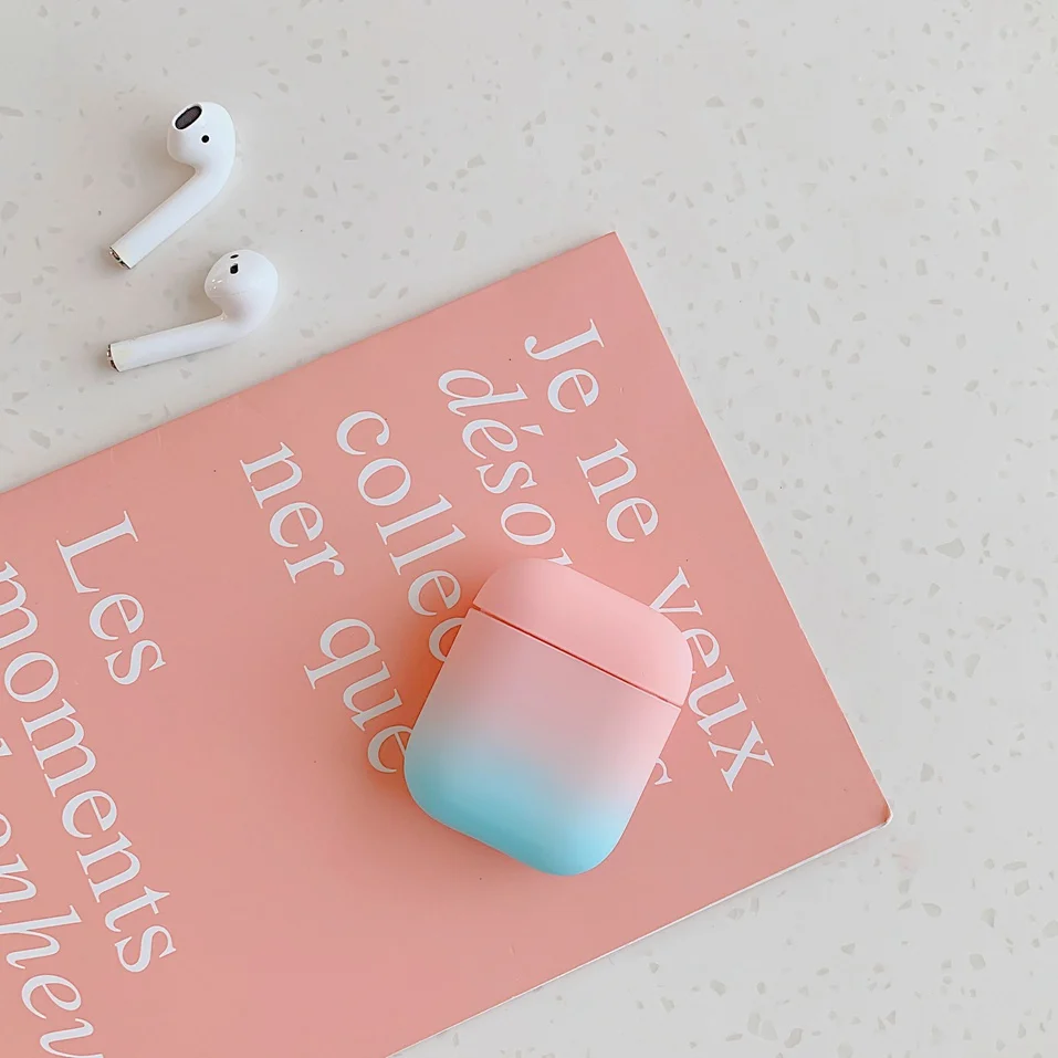 Для AirPods чехол градиентный Радужный цвет защитный жесткий чехол Bluetooth беспроводные наушники чехол для Apple Air pods 2 Чехол fundas