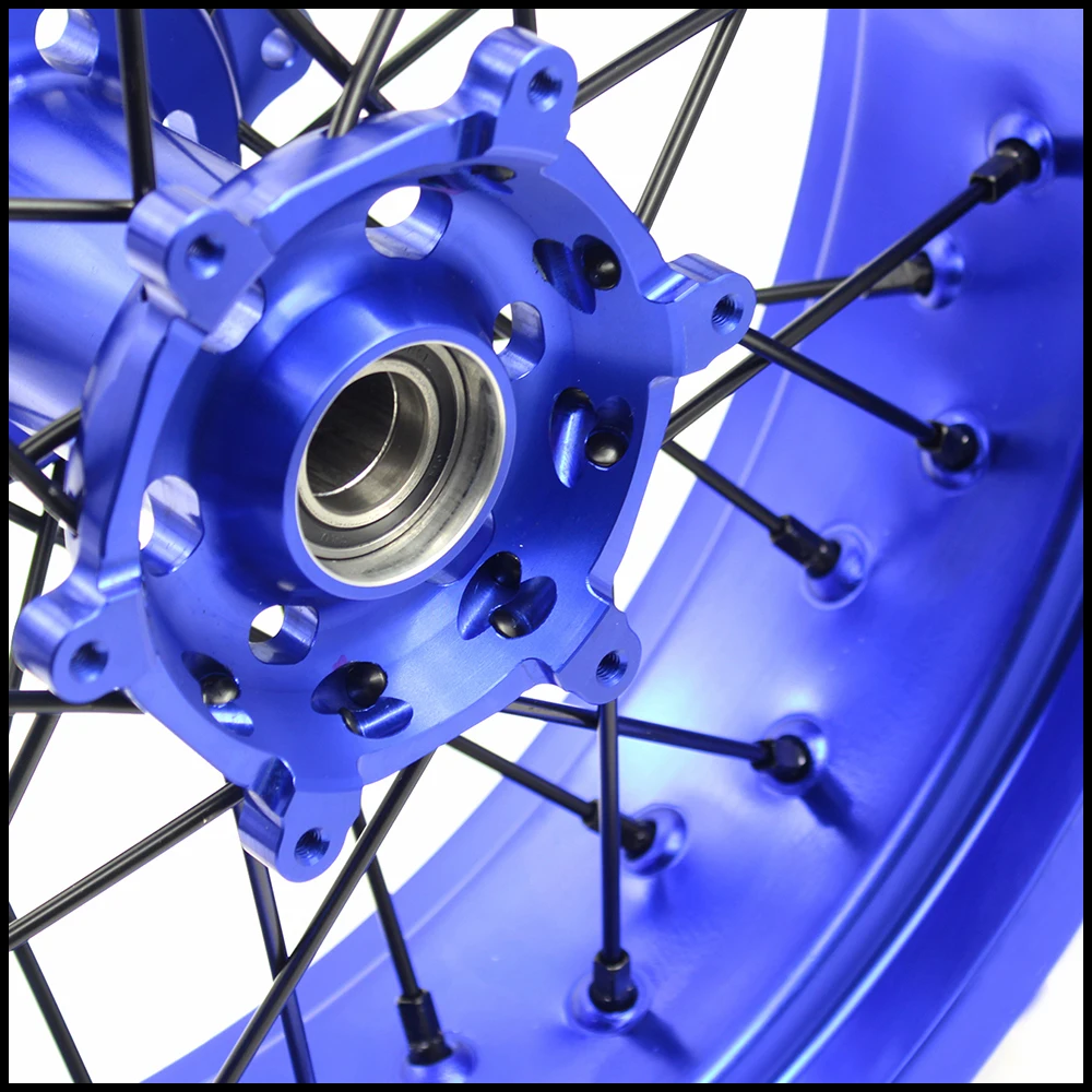 3 5/4 25 Supermoto колеса Supermotard диски набор для YAMAHA YZ250F 2001-2019 YZ450F 2003-2019 синий обод черная