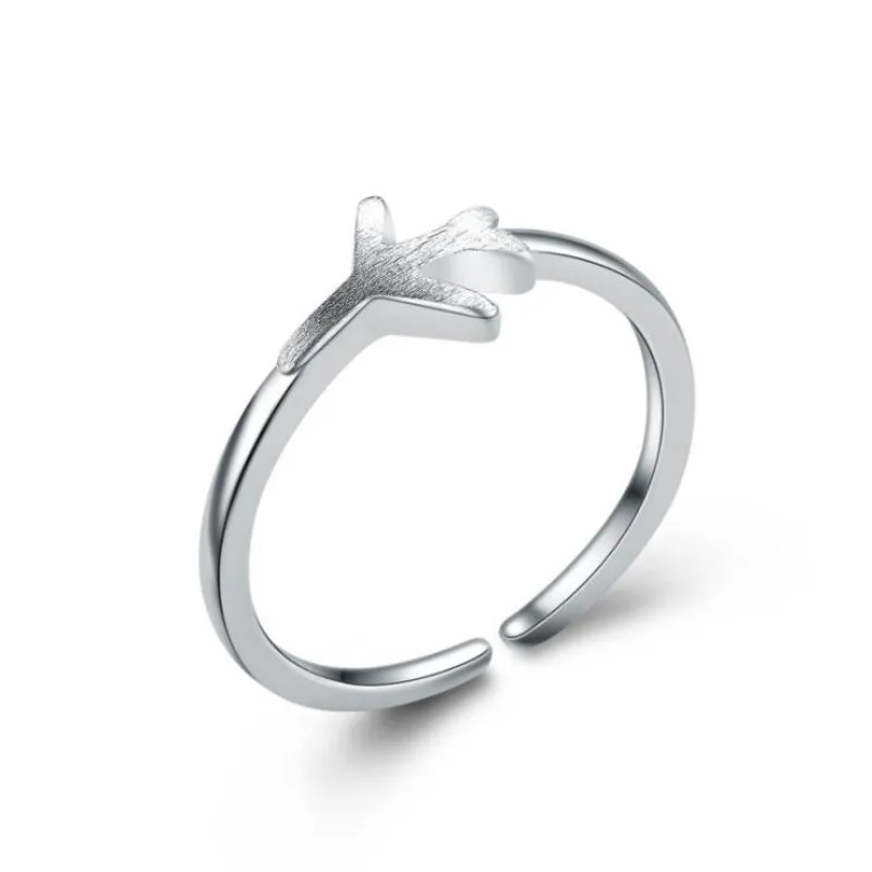 

Beautiful 925 Sterling Silver Jewelry Fashion Popular Personality Aircraft Plane Opening Creative Rings SR192