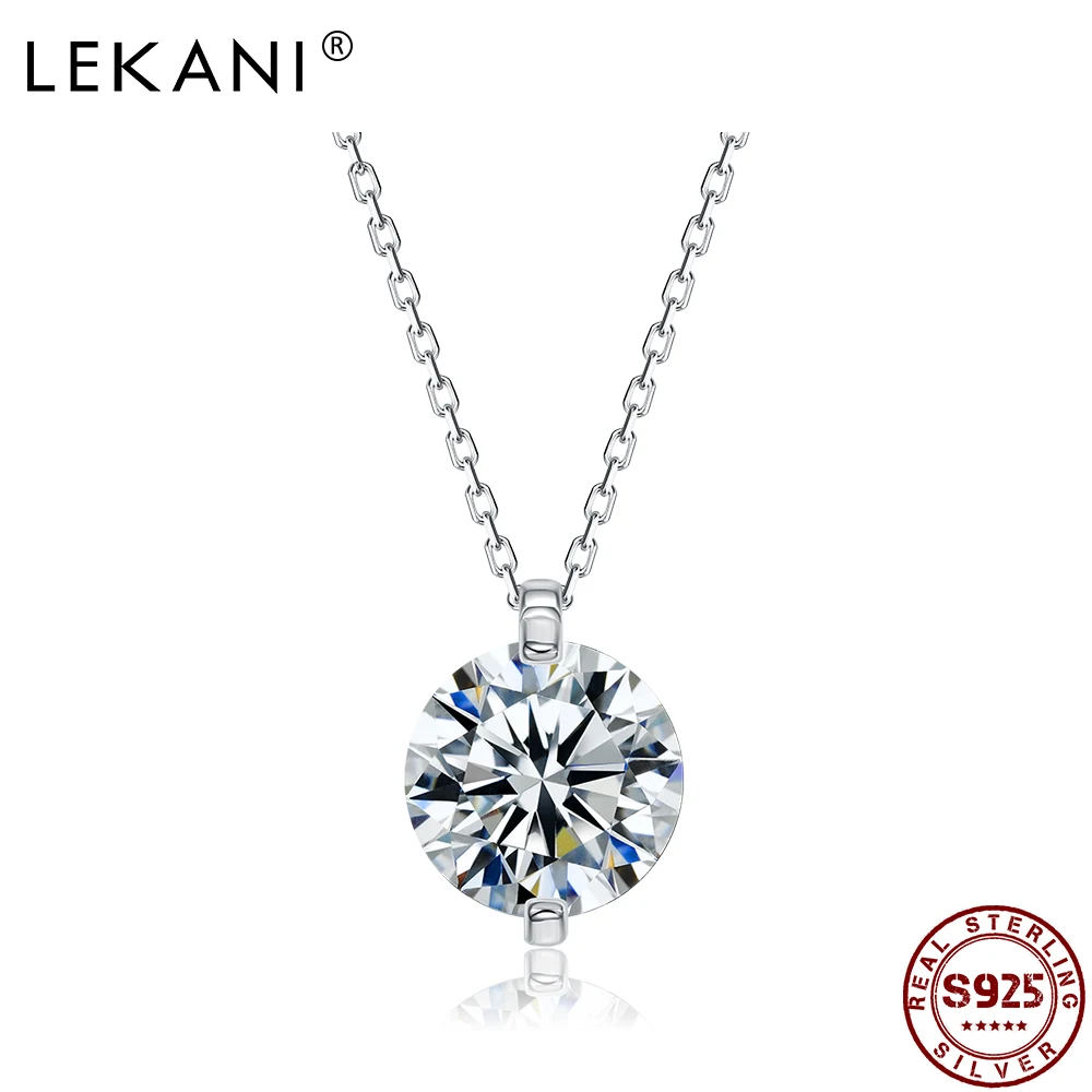 

LEKANI Romantic 925 Sterling Silver Pendant Necklaces For Women Dazzling 5A Clear Cubic Zirconia Necklace Wedding Fine Jewelry