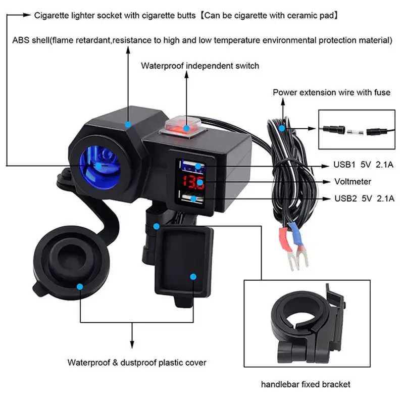 Зарядное устройство + Цифровое 5V 4.2A двойное зарядное прикуривателя Usb Автомобильное гнездо адаптер для 12V