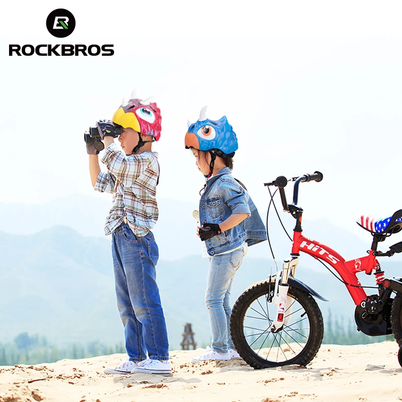 Детские велосипедные шлемы ROCKBROS PC + EPS мультяшный Динозавр для езды на велосипеде