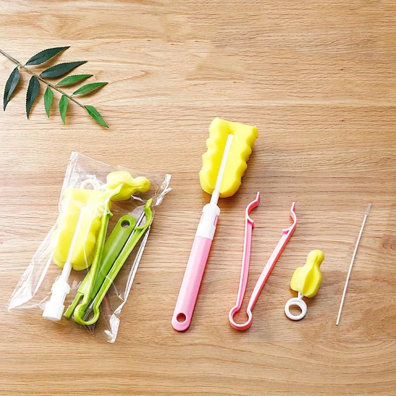 4 шт. Детские щетки для бутылочек набор губка пластиковая стеклянная чашка молока