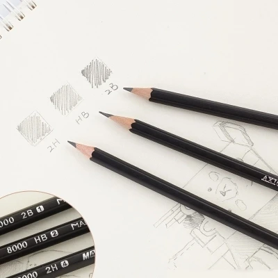 wooden Black pencil 2B/HB/2H Writing Sketch pencils 12pcs free shipping