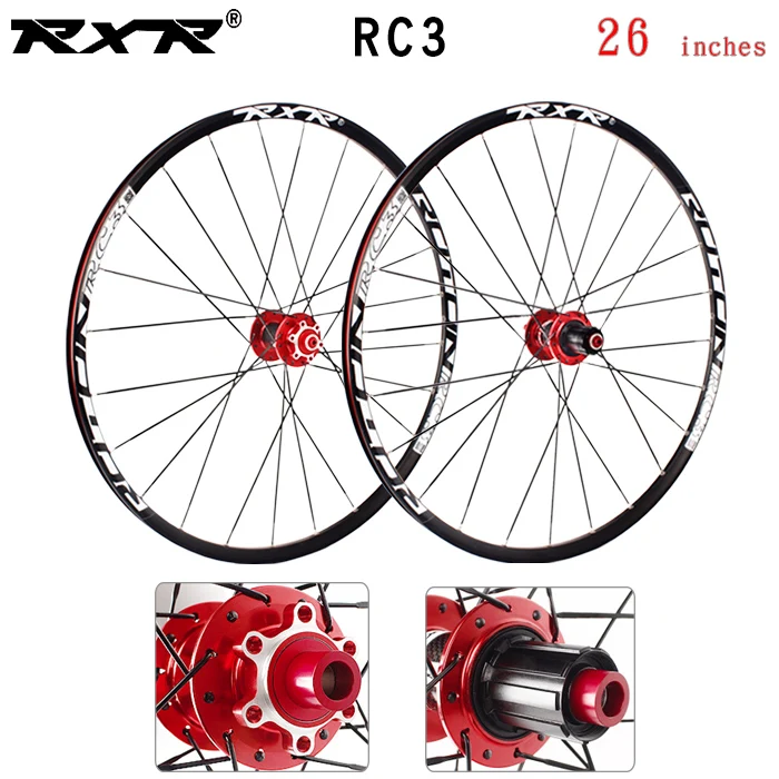 26RC3 Red 100x142 RXR горный велосипед внедорожный MTB Углеродные колеса 26 дюймов RC3 дисковый тормоз 5 подшипников 7-11speed через ось/QR колеса велосипеда - Цвет: 26RC3 Red 100x142