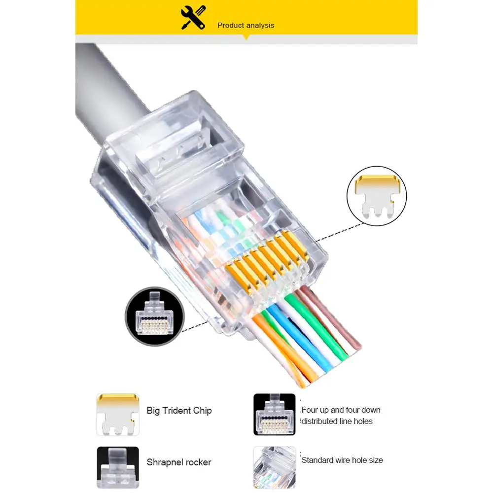 10PC RJ45 Network Modular Plug Cat6 CAT6e Connector utp Unshielded Rj45 | Компьютеры и офис