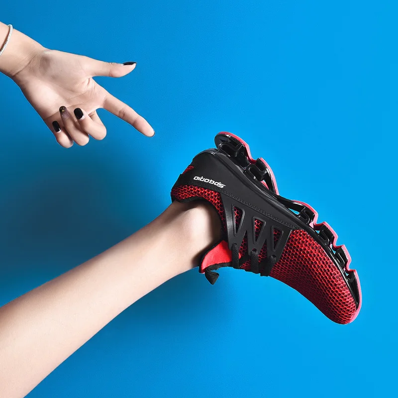

Big Size 36-48 Unisex Running Shoes Breathable Shock-absorbing Blade Sole Men Sneakers Mesh Outdoor Sports Shoes Women Trainers