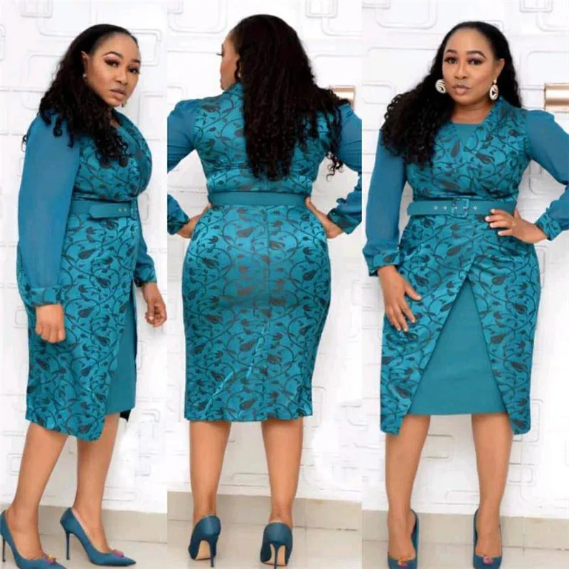 

Женское шифоновое платье, элегантное офисное платье в африканском стиле, осень, размера плюс, XL-5XL