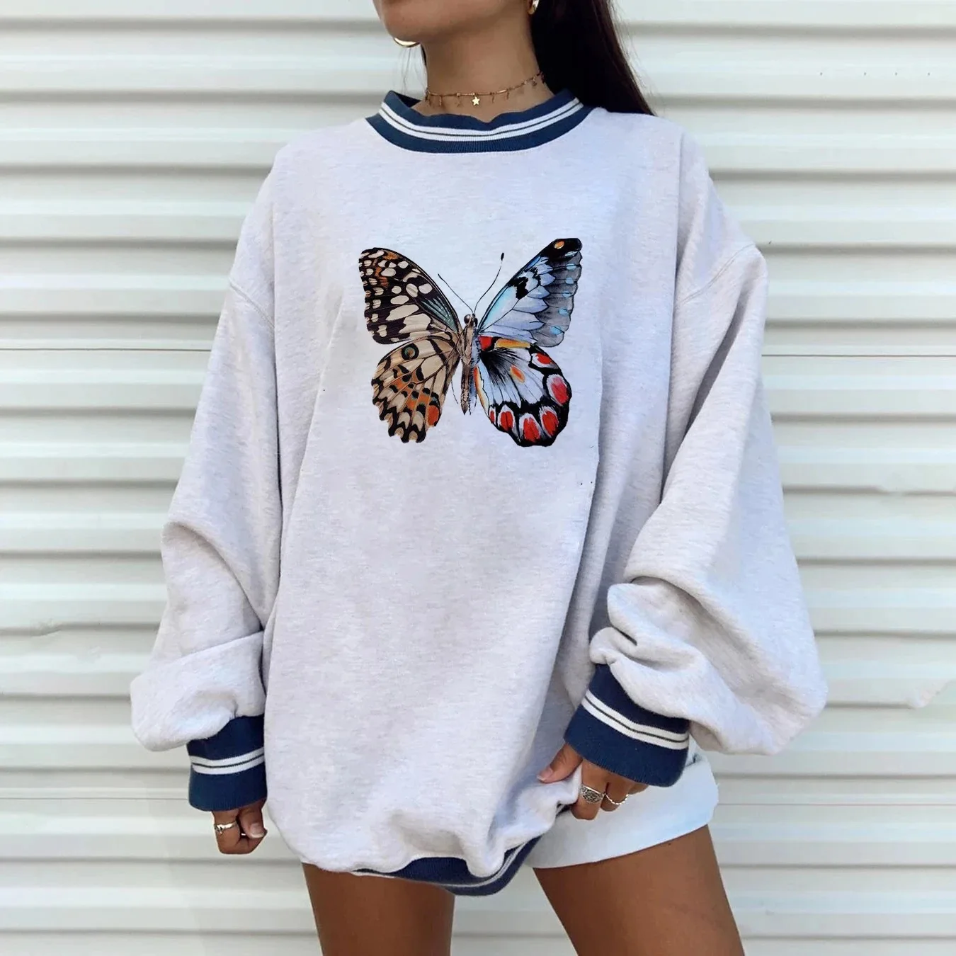

Plus Size Autumn Winter Sun Star Sweatershirts Womens Casual Loose Pullover Cute Youg Girls Hoodies Female Clothes Gray Oversize