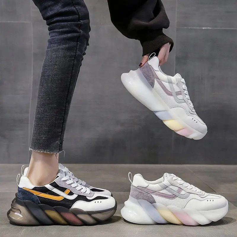 

2021 New Women's Chunky Sneakers Cotton Candy Thick Bottom Platform Vulcanize Shoes Fashion Breathable Casual Running Shoe