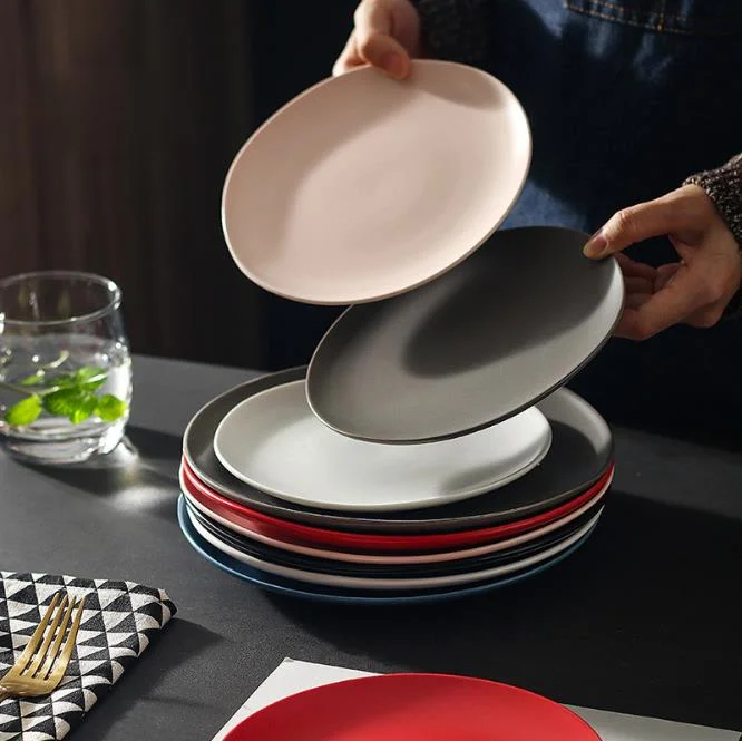 Creative Grey Matte Western Plate Salad Plate Pasta Plate Tableware Flat Plate Steak Plate Breakfast Ceramic Plate Dish Plate