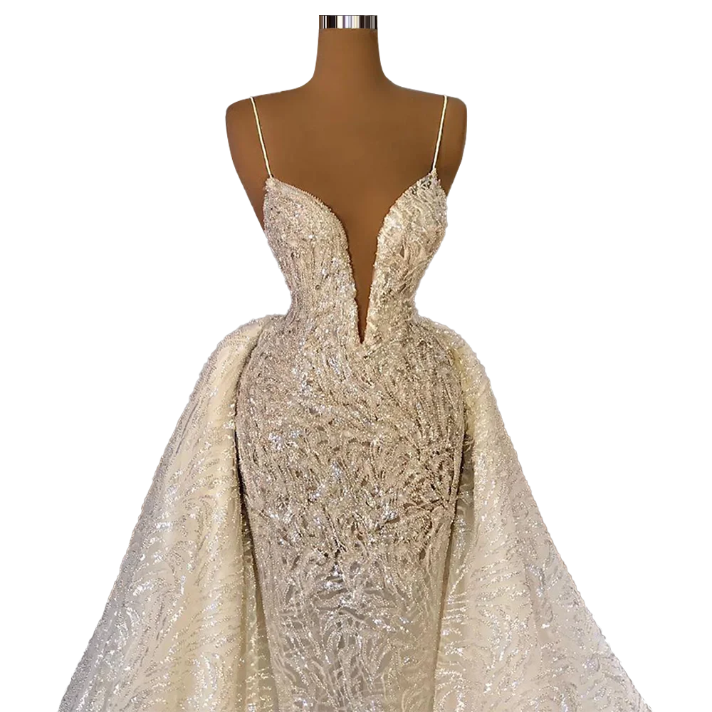 

Роскошные блестящие Саудовская Аравия Средний Восток свадебное платье сексуальные открытые бюст на тонких бретелях UK платье Съемная юбка