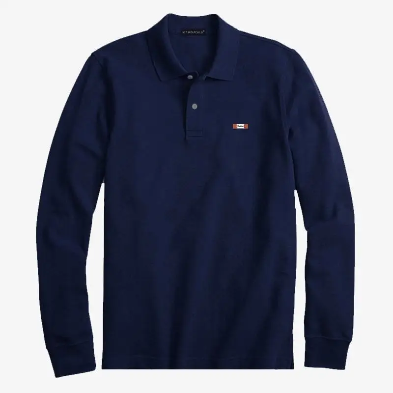 Мужские рубашки поло с длинным рукавом повседневные однотонные из 100% хлопка XS 4XL