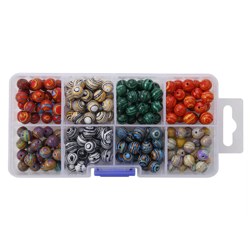 8mm Synthetic Malachite Round Beads Scattered 8 Colors Combination 200 Pcs 1 Box | Украшения и аксессуары