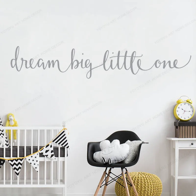 Dream big малыш Цитата стены наклейки виниловые фоны для детской комнаты на стену
