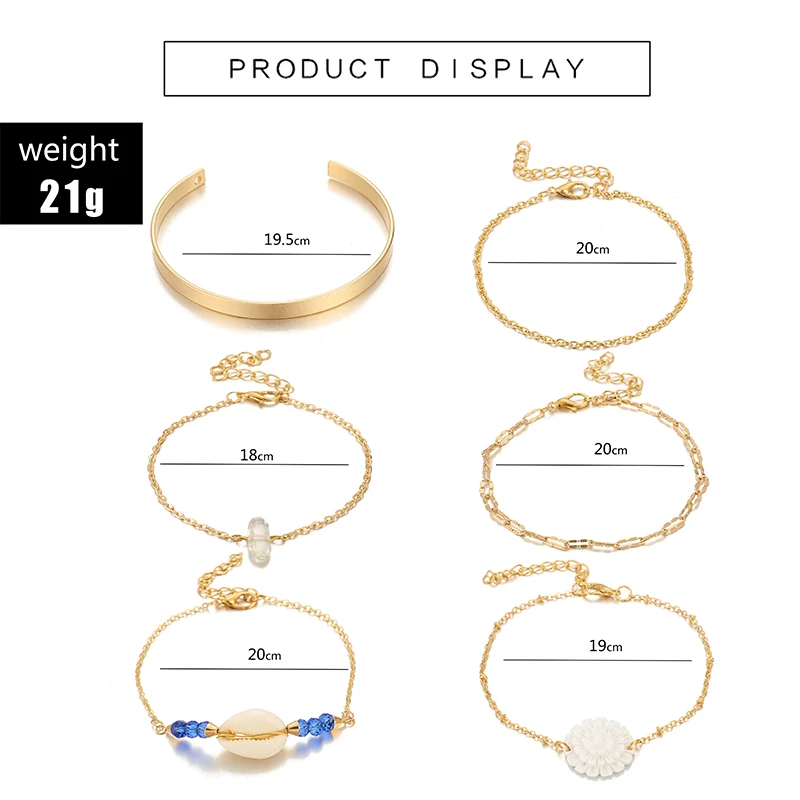 Женский многослойный браслет HuaTang белый с кристаллами в виде ракушек пляжные