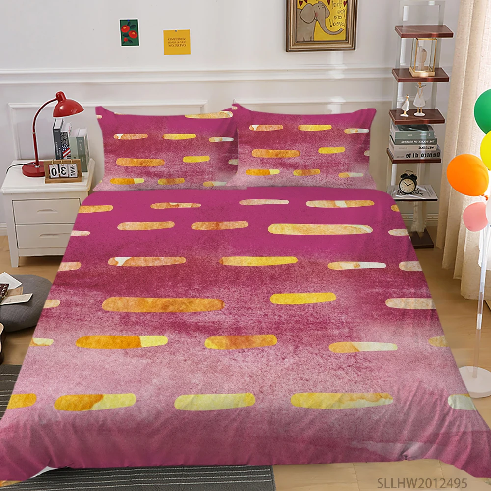 

3D Bedding Set Colourful Stripe Duvet Cover Set 2/3 Pcs Luxury Bedroom Decoration Pillowcase Girls Kids Child Bed Gift