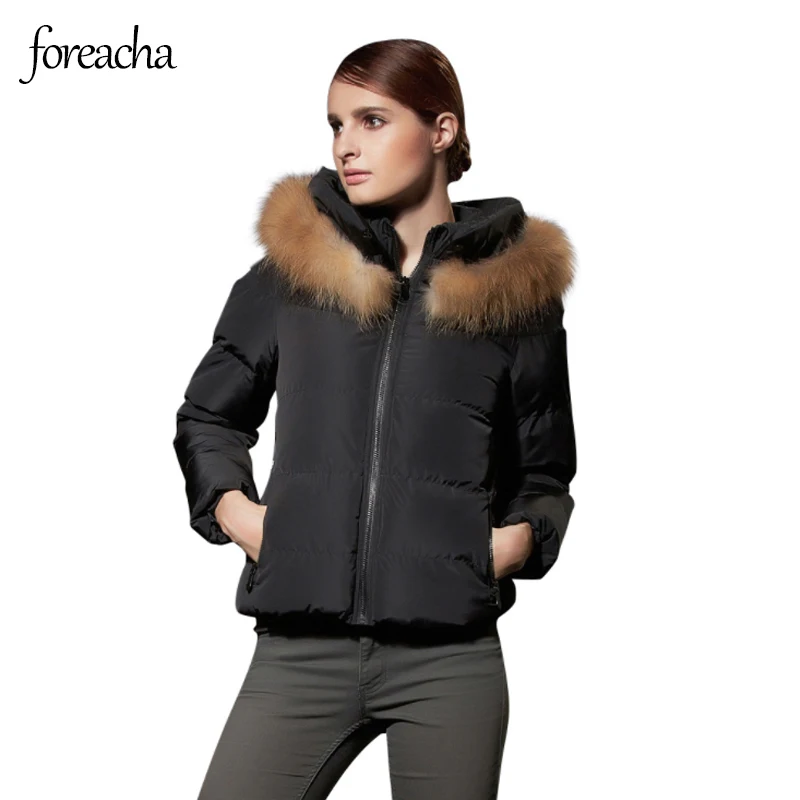

foreacha Winter Fur Collar Coats Women 2021 New Down Cotton Slim Jacket Short Casual Parka Fashionable Khaki Zipper Outwear