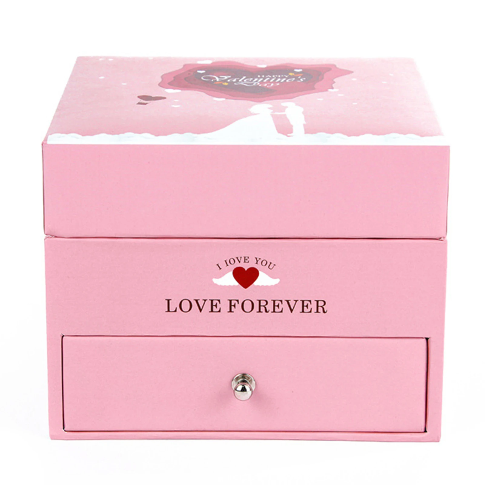

Pink Gift Box with 9 Soap Roses Flower Jewelry Box for Necklace Ring Earring Pendant Packing Storage Box Valentine's Organizer