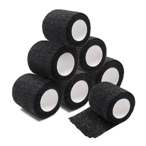 Черный самоклеющийся эластичный бандаж одноразовое покрытие рукоятки машинки для татуажа лента обертка эластичный тату-бандаж в рулонах для тату-машины