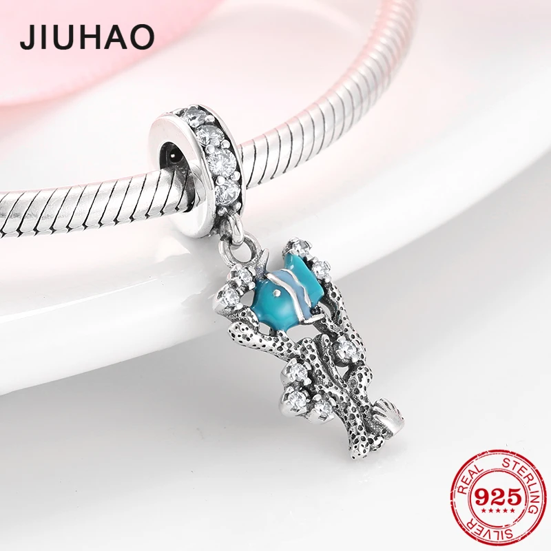 Горячая Распродажа 925 пробы серебра подводный мир тропические подвески рыбки