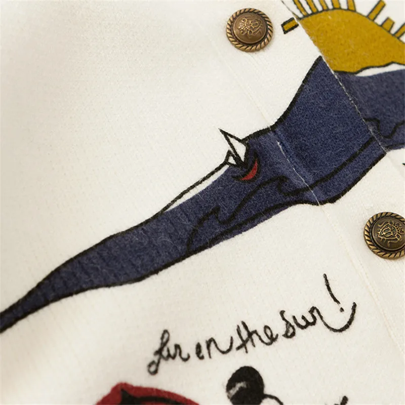 

Cardigan Sweater Women's Autumn And Winter New Loose Cute Print Joker Long Sleeve Women's Knitted Jacket Sweaters Oversize 2021