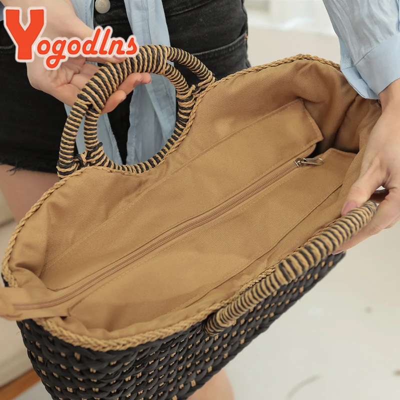 Yogodlns ручная корзина сумка для покупок соломенная тканая Бабочка Пряжка Ретро